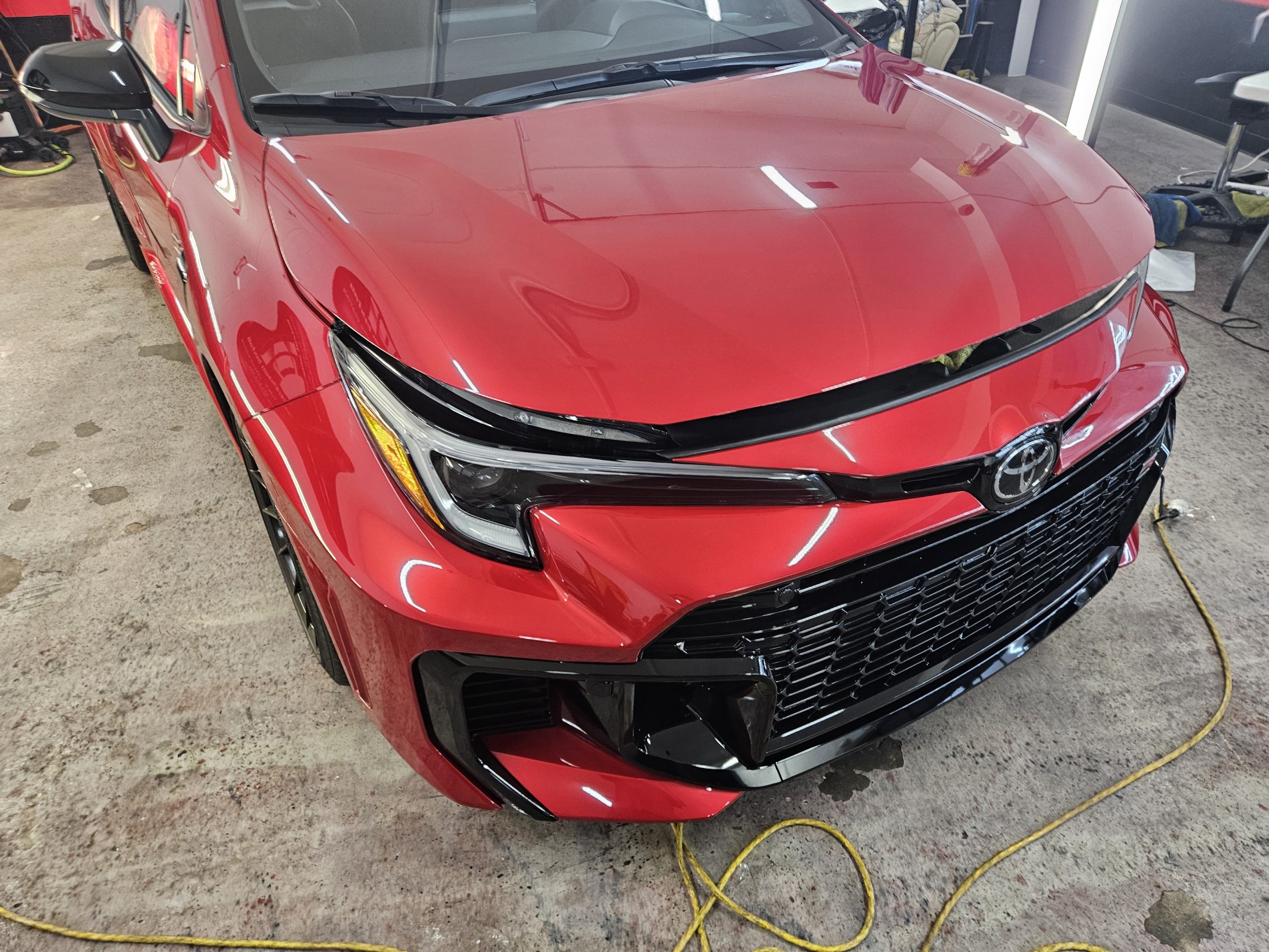 Car after paint protection film is applied